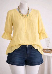 Yellow Flowy Bell Sleeve Top