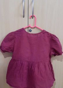 Maroon Puff Sleeve Top/ Baby Tee