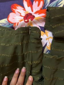 Stylish Olive Green Padded One Shoulder Top