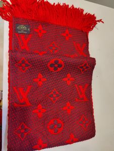 Authentic Louis Vuitton Red Wool Logomania Scarf