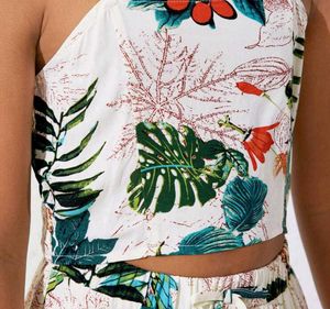 Tropical Print Crop Top &amp; Skirt Set