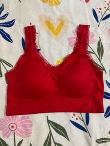Red Lace Trim Bralette