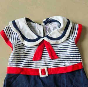 Cute Sailor Dress with Bunny and Bear Applique