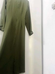 Zara Elegant Ruched Olive Green Dress