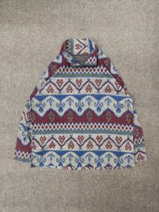 Vintage Geometric Print Fleece Pullover