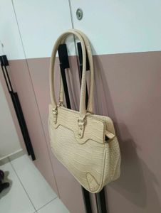 Imported Cream Croc Embossed Handbag
