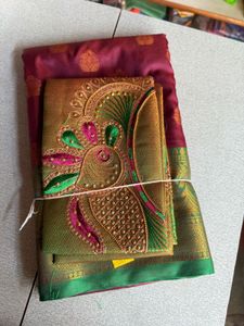 Designer Silk Saree with Embellished Blouse