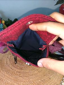 Maroon Textured Crossbody Pouch