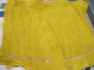 Brand New mirror work saree with unstitched blouse