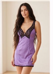 Purple Lace Trim Slip Dress