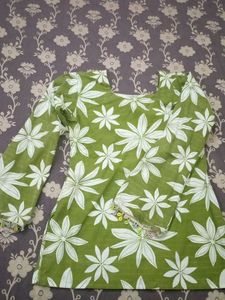 Green Floral Print Kurta