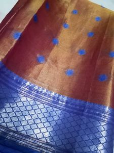 Beautiful Orange and Blue Saree with blouse