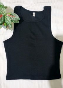 Black Ribbed Racerback Tank Top