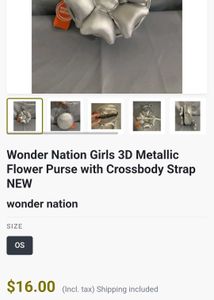 Wonder Nation Girls 3D Metallic Flower Purse