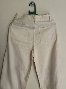 Cream Wide Leg Jeans