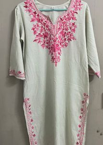 Pista colored Embroidered Kurta
