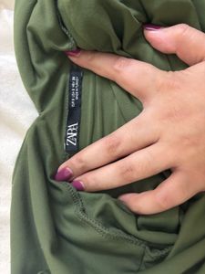 Deep V-Neck Olive Green Swimsuit