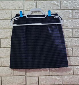 M&amp;S Blue Mix Houndstooth Mini Skirt