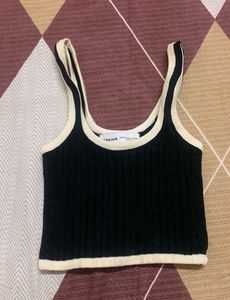 Bershka Black Knit Crop Top
