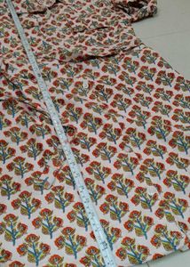 Floral Print Cotton Button Down Kurta with belt