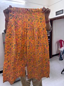 Yellow Floral Print Kurta Set with Palazzo