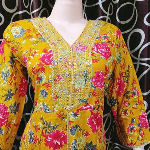 Anarkali Printed Rayon Kurti Set