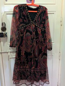 Bohemian Paisley Print Sheer Maxi Dress