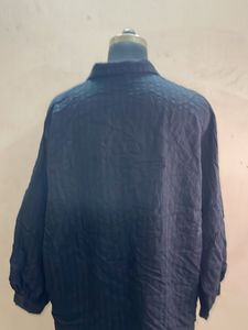 Textured Black Button-Up Shirt