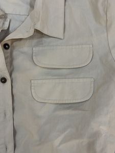 Stylish Beige Button-Up Crop Top