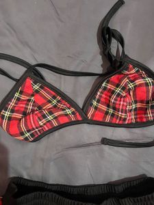 Plaid Bikini &amp; Skirt Set