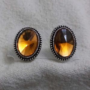 Elegant Amber Style Resin Stud Earrings