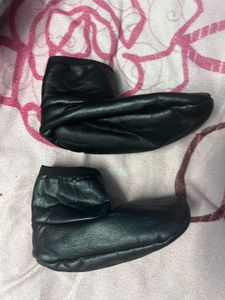Cute Black leather waterproof snow Baby Booties