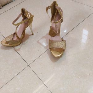 Sparkly Gold Strappy Heels(uk size-40)