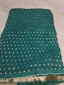 Green Bandhani Dress Material