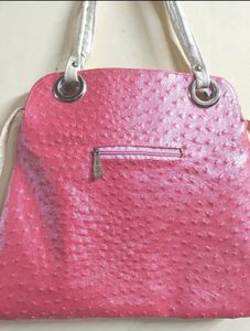 Chic Striped Ostrich Embossed Handbag