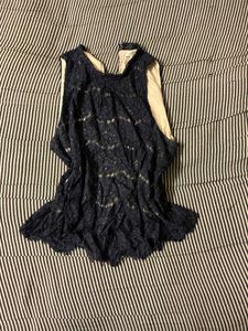 Navy Blue Lace Tank Top
