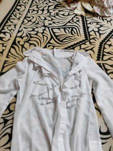 Ruffled White Top