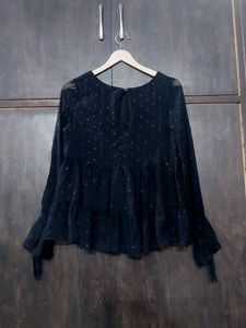 Elegant Black Ruffled Top