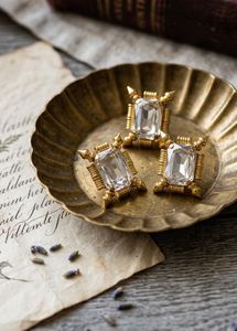 NewvVintage Crystal & Gold Stud Earrings & Ring