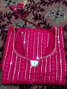 Stunning Pink Sequined Kurta Set