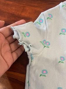 Light Blue Floral Print Top