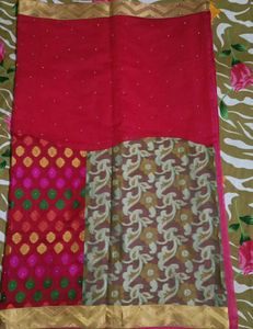 New Red Designer Saree (Without Blouse)