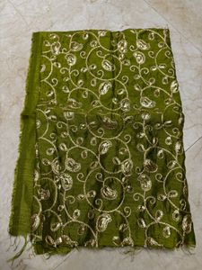 Embroidered Green blouse material with Sequins