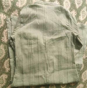 Elegant Light Green Kurta with Vertical Stripes