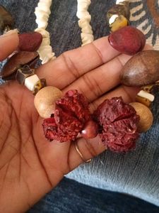 2 piece handcrafted natural seed and wooden beaded