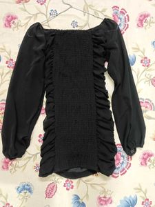 Black Ruched Mini Dress