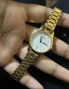 Rose Gold Titan Watch with White Dial
