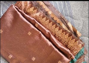 Elegant Brown Saree with Golden Border