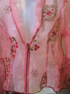 Embroidered Pink Kimono Jacket