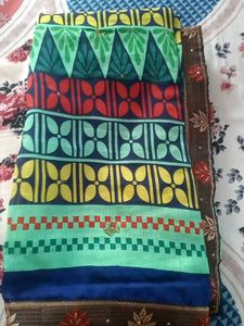 Vibrant Geometric Print Saree